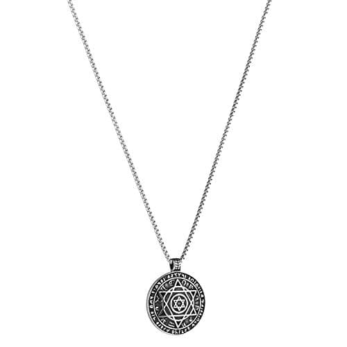 Stainless steel Talisman Seal Solomon Star Pendant Necklace - 12 Constellations
