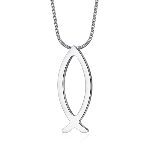 MOO&LEE Ichthys Pendant Necklace for Men and Women Christian Symbol Gift