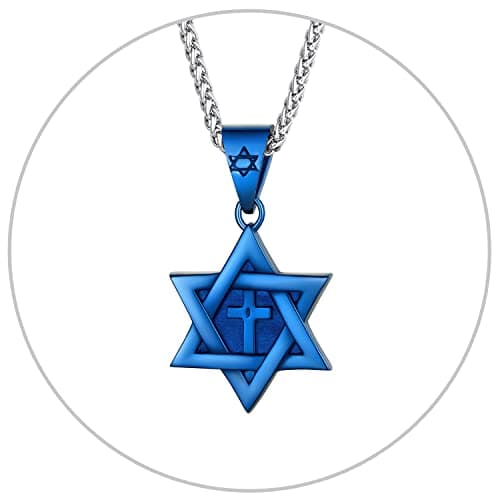 Star of David Necklace for Men and Women - Gold/Stainless Steel Hexagon Pendant