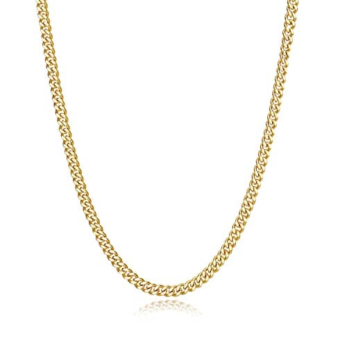 Stainless Steel Cuban Link Chain for Men & Women - Silver/Black/14K Gold Plated - 18/20/22/24/30 Inch