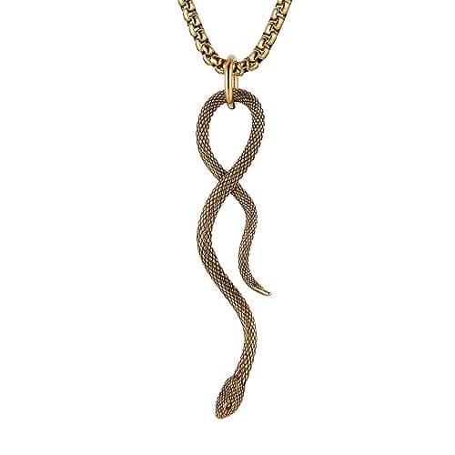Men's Gothic Snake Pendant Chain Necklace, Stainless Steel