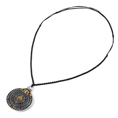 HZMAN Vintage Tibetan I Ching Om Pendant Necklace Spiritual Divination Jewelry