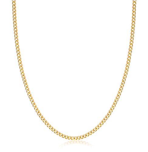 Barzel 18K Gold Plated Curb/Cuban Link Chain Necklace - 2MM, 3MM, 4MM, 5MM, Brazil