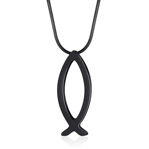 MOO&LEE Ichthys Pendant Necklace for Men and Women Christian Symbol Gift
