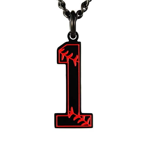 HZMAN Baseball Initial Pendant Necklace - Stainless Steel Jersey Number Charms