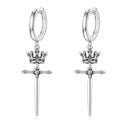 AINFQY Sword Drop Earrings 925 Sterling Silver Viking Jewelry