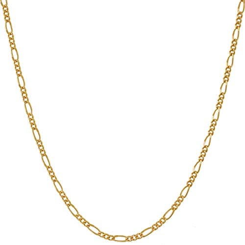 1.5mm Figaro Chain Necklace Women and Men - Real Gold Plated