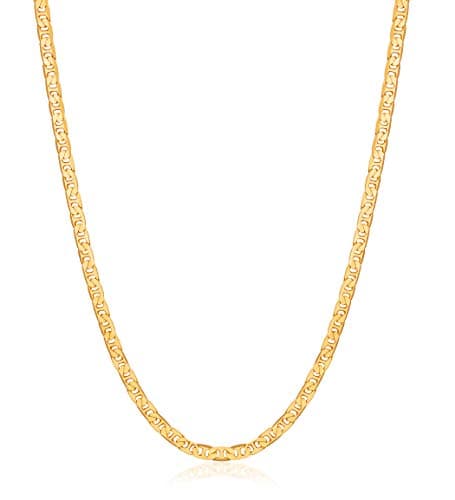 Barzel Brazilian Made 18K Gold Plated Women's Flat Mariner Necklace