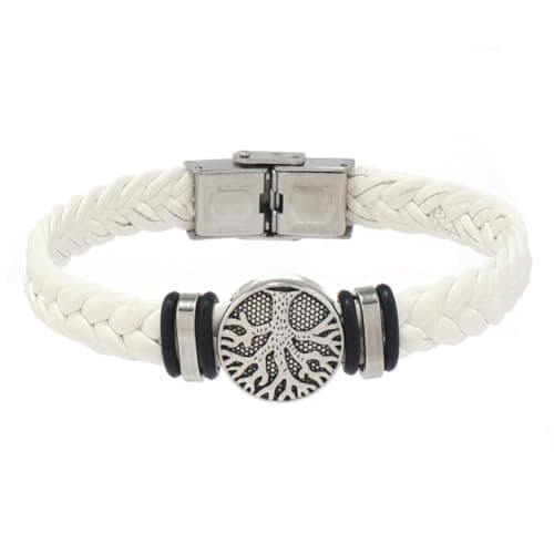 Family Tree of Life Braided Leather Cuff Bracelet for Men and Women