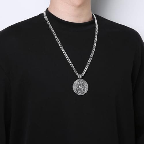 HZMAN Retro Stainless Steel Jesus Pendant Necklace for Men Amulet Jewelry Gift