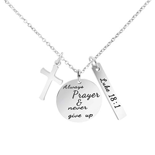 Christian Bible Verse Cross Pendant Necklace for Women - Faith Prayer Charm Jewelry for Birthday and Christmas
