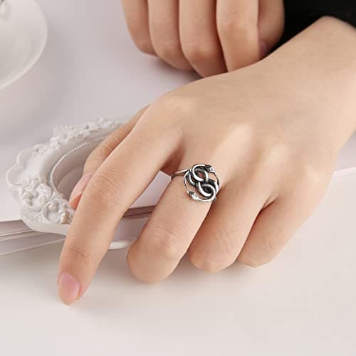 Stainless Steel Viking Jormungandr Snake Ring for Men Women Vintage Gothic Animal Ring Gift
