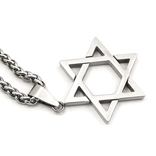 Gungneer David Star Necklace with Stainless Steel Chain for Men & Women