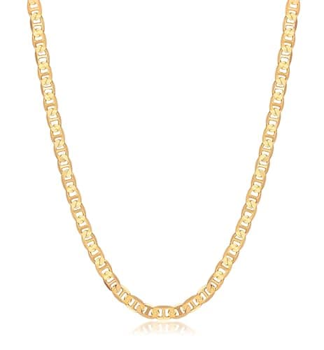 Barzel Brazilian Made 18K Gold Plated Women's Flat Mariner Necklace