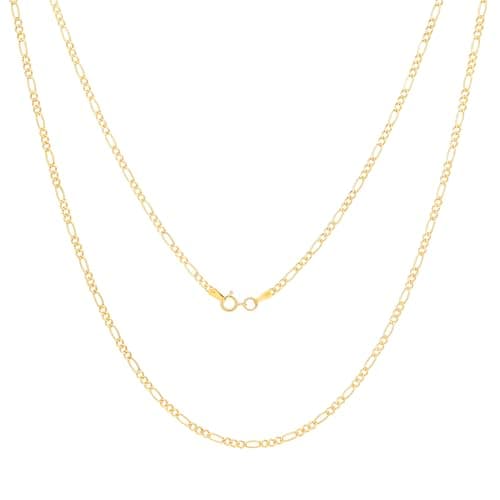 Nuragold Real 10k Yellow Gold Figaro Chain Necklace (16"-26")