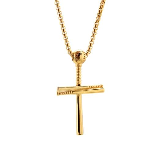 Baseball Cross Pendant Necklace - Stainless Steel Hip Hop Jewelry for Athletes and Sports Lovers