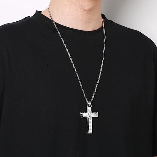 Serenity Prayer Stainless Steel Cross Necklace for Men and Women