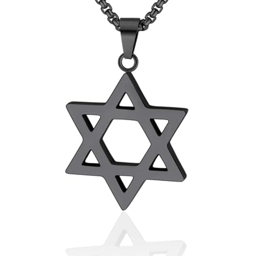 Star of David Necklace, Stainless Steel & Gold Plated, Israel Gift for Men & Women