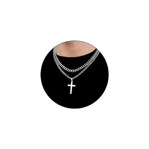 Men's Stainless Steel Layered Cross Necklace 16-24 inch Christian Pendant Gifts
