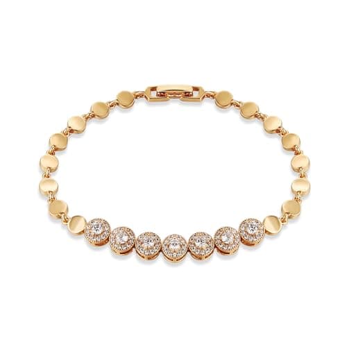 HZMAN Rose Gold Plated Brass Link Chain Zirconia Bracelet for Women