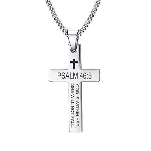 VNOX Cross Necklaces for Men & Boys - Christian Jewelry with Religious Quotes