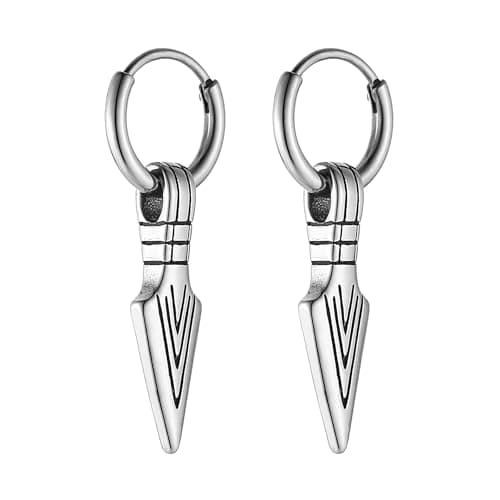 Stainless Steel Gothic Punk Men Women Boys Sword/Cross/Awl Spike Dangle Earrings