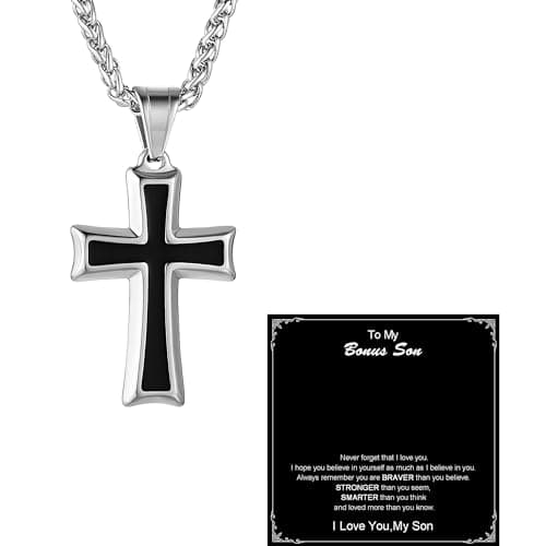 Mens Stainless Steel Cross Necklace