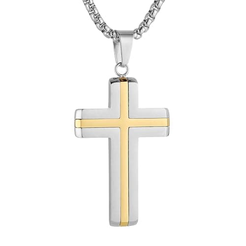 HZMAN High Polished Stainless Steel Cross Pendant Necklace for All Ages