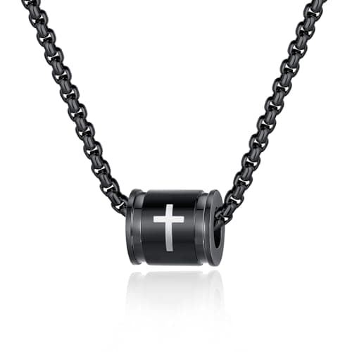 JAYUMO Men's Stainless Steel Cross Necklace with Lord's Prayer Pendant 20" Chain