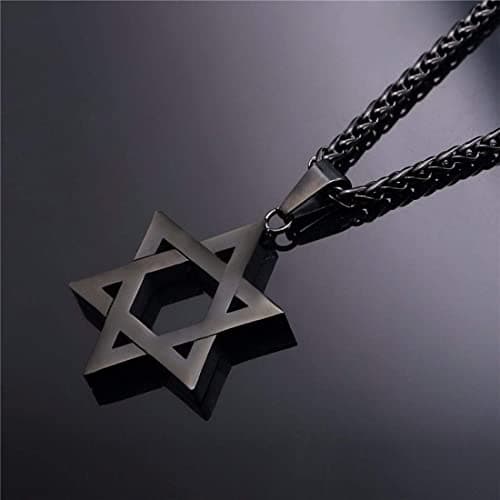 JTTBIGV Stainless Steel Star of David Pendant Necklace for Men & Women Religion Jewelry 24" Chain