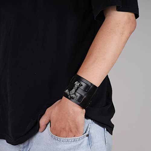 HAQUIL Norse Mjolnir Pendant Viking Bracelet for Men