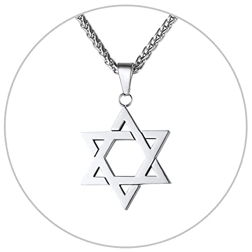 Star of David Necklace for Men and Women - Gold/Stainless Steel Hexagon Pendant