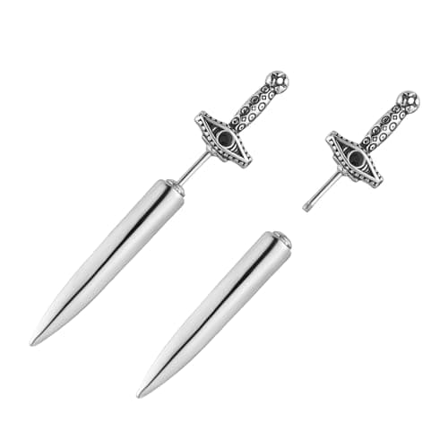 HZMAN Gothic Punk Stainless Steel Dagger Earrings for Men and Women