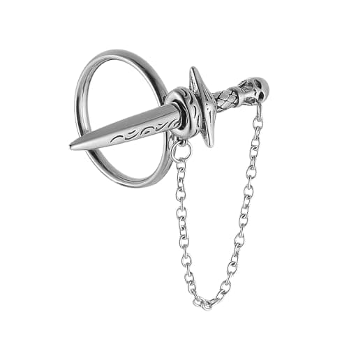 HZMAN Stainless Steel Gothic Punk Skull Dagger Ring for Men & Women Gift