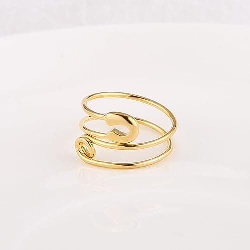 HZMAN 14K Gold Plated Open Stackable Ring for Women Adjustable Thumb Jewelry Gift
