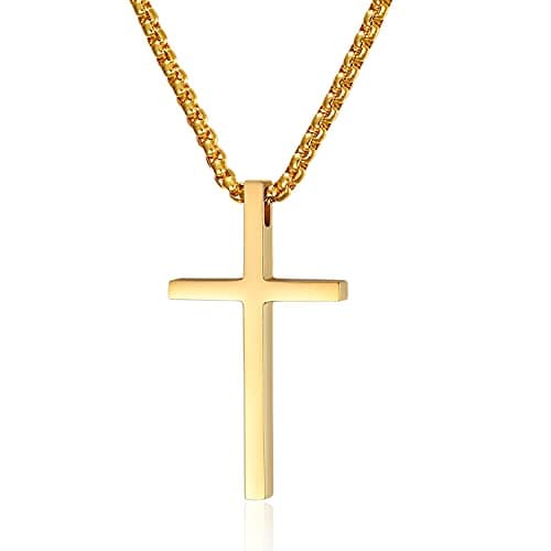 Philippians 4:13 Rnivida Men's Stainless Steel Cross Necklace