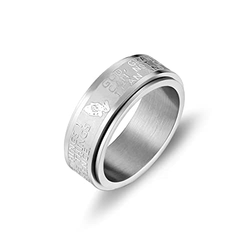 Stainless Steel Lord's Prayer Spinner Cross Ring for Anxiety Relief