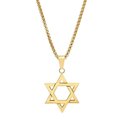 STEELTIME NYC Men's Stainless Steel Star of David Pendant Necklace - Jewish Men's Accessory