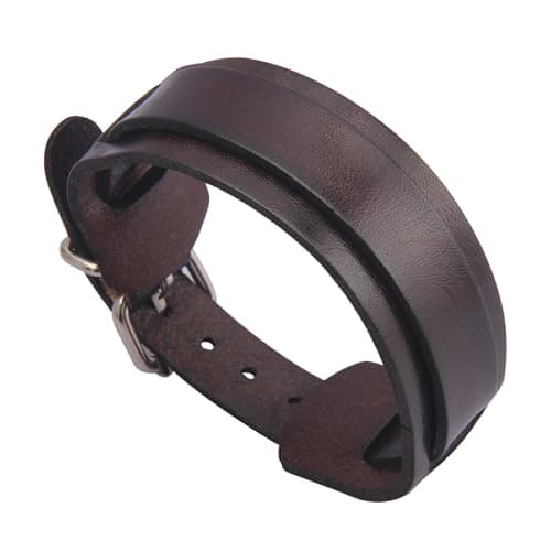 Jeilwiy Men's Punk Leather Wristbands - Adjustable, Braided Black & Brown Cuff Bangle Gifts