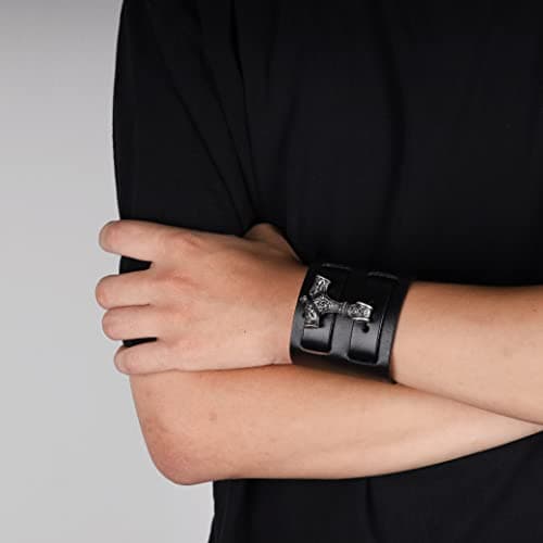 HAQUIL Norse Mjolnir Pendant Viking Bracelet for Men