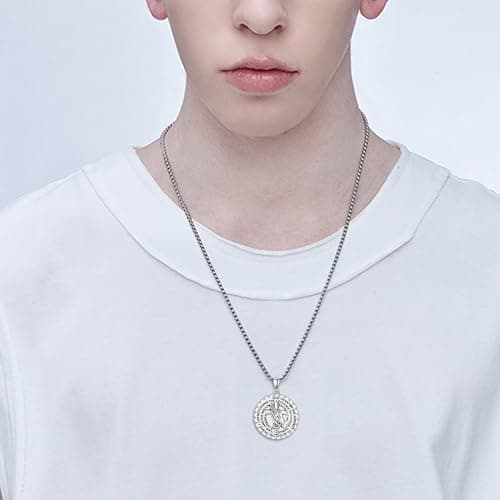 AXOMY Saint Necklace for Women Men - Sterling Silver Serenity Prayer Pendant Jewelry