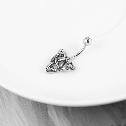 HZMAN 14G Surgical Steel Gothic Celtic Knot Belly Button Rings for Women