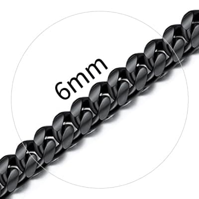 ChainsHouse Miami Cuban Link Chain Necklace for Men, 14K Gold Plated/SS/Black, 14"-30" Length