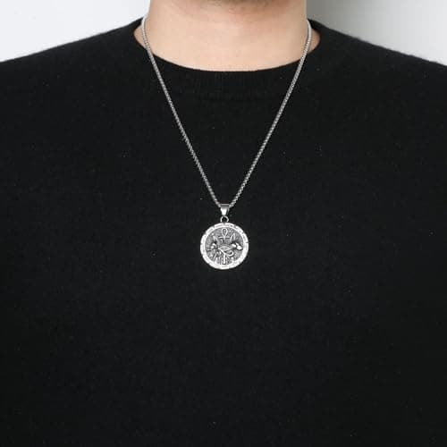HZMAN Ancient Egyptian Symbol Necklace - Eye of Horus, Pyramid, Ankh, Anubis