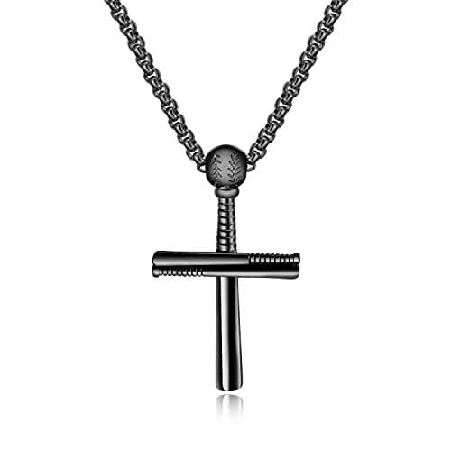 TEMICO Stainless Steel Baseball Cross Pendant Necklace for Men Sports Enthusiasts