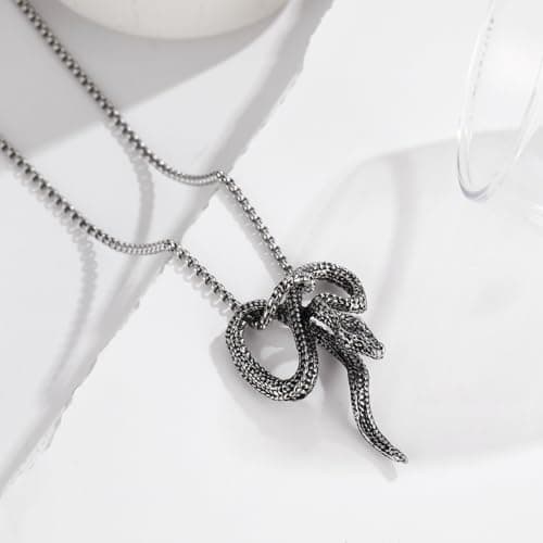 Stainless Steel Gothic Snake Necklace for Women and Men