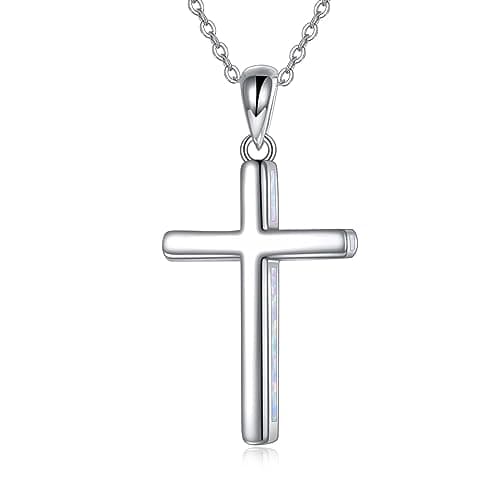 YONFQE Celtic Knot Sterling Silver Abalone Cross Pendant Jewelry for Women
