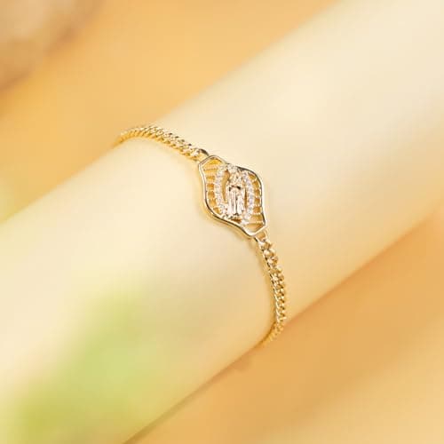 HZMAN Virgin Mary Bracelet for Women - Rose Gold Plated Our Lady of Guadalupe Link Bracelet