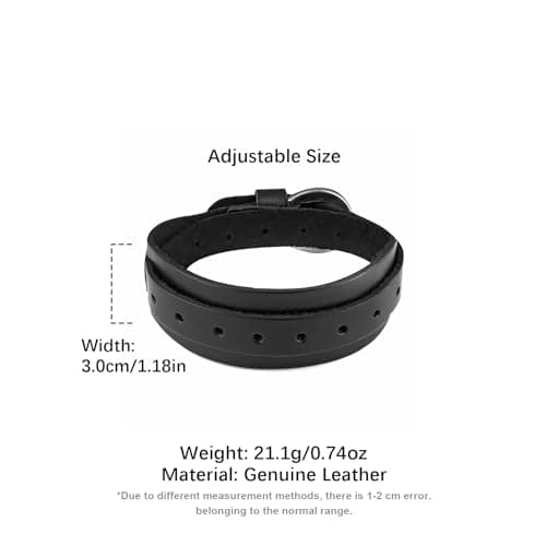 HZMAN Genuine Leather Cuff Bracelets for Men and Women