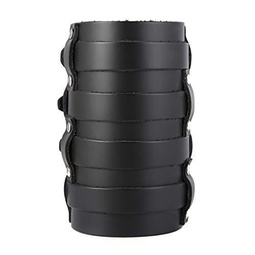 Men's Leather Triple Strap Gauntlet Wristband with Buckle Fastening